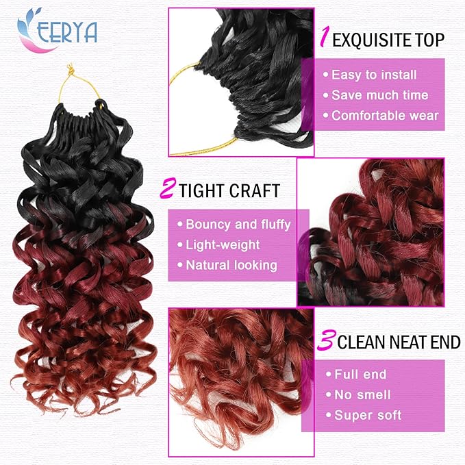 7 Packs GoGo Curl Crochet Hair 10 Inch Short Curly Crochet Hair for Women Water Wave Beach Curl Deep Twist Crochet Braids Synthetic Braiding Hair Extensions (10 Inch, T1B/530/350)