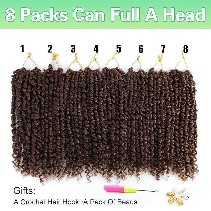 Passion Twist Crochet Hair 12Inch Passion Twist Hair 8 Packs Pre-Twisted Passion Twist Crochet Hair for Black Women Soft Passion Twist Curly Crochet Hair 30#