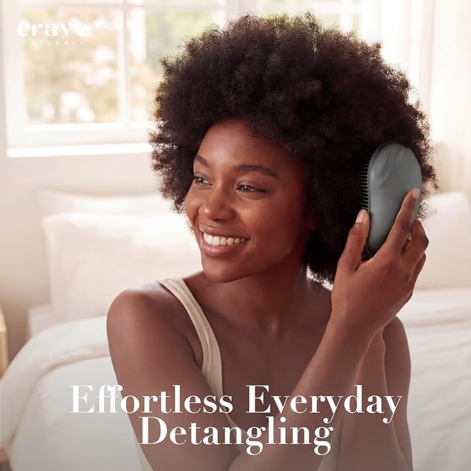 Crave Naturals Mini Detangler Hair Brush Black – Glide Thru Hair Detangler Brush for Women, Kids & Toddlers – Gentle Scalp Care, No-Pain Tangle-Free Hairbrush for All Hair Types, Travel Hair Brush