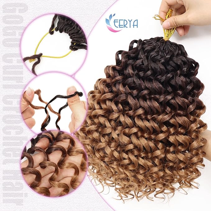 7 Packs GoGo Curl Crochet Hair 8 Inch Short Gray Curly Crochet Hair for Women Deep Wave Beach Curl Crochet Braids Synthetic Braiding Hair Extensions(8 Inch, OT4/30)