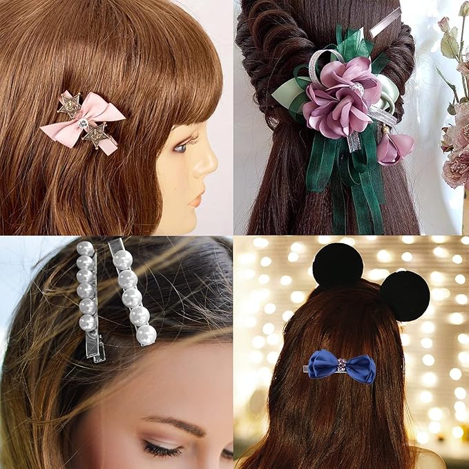 200Pcs 2.95 inch / 7.5 cm Alligator Hair Clips Bulk Silver Single Prong Hair Clips For Bows Making Hair Pins For Sectioning Hair Styling And Sectioning Hairdressing DIY Crafts