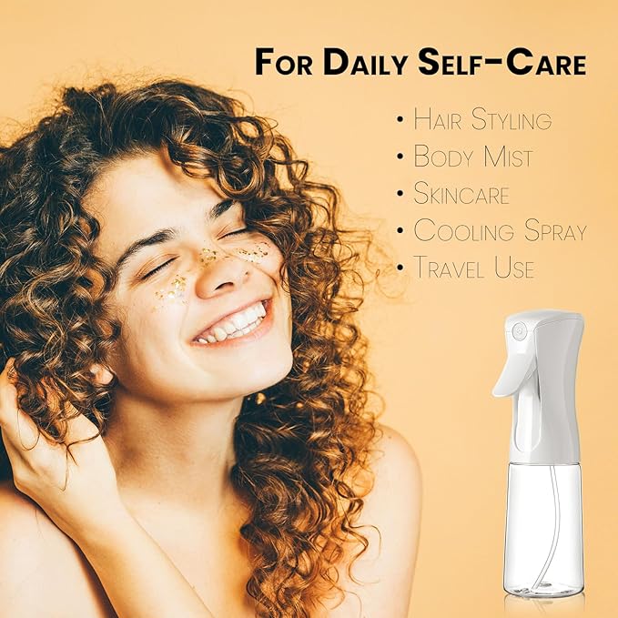 Mistifi Continuous Ultra Fine Mist Spray Bottle (200ml 2Pcs, Transparent bottle)