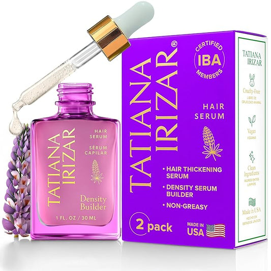 Hair Thickening Serum - 2 Pack Hair Density Serum Builder for Women Made in USA 30ml - Clinically Proven Scalp Treatment Non-Greasy - Biotin, Argan & Pea Peptides - For Thinning, Fine or Damaged Hair