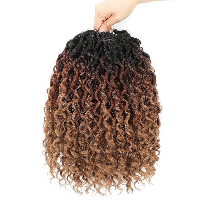 Fulcrum Goddess Locs Crochet Hair 18 Inch, 8 Packs New Faux Locs Crochet Hair for Black Women, Crochet locs with Curly Ends (18Inch (Pack of 8), 1B/30/27#)