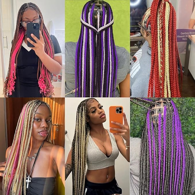 Pre-Stretched Braiding Hair 22 Inch 6 pcs Hot Water Setting Synthetic Hair Crochet Braiding Hair Extension (613# and 27# and 30#)