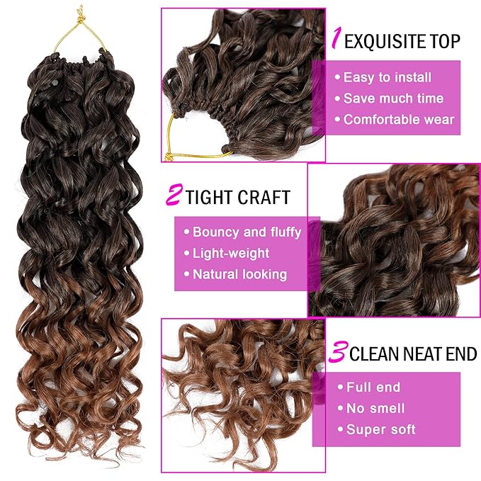 7 Packs GoGo Curl Crochet Hair 12 Inch Short Curly Crochet Hair for Women Beach Curl Water Wave Deep Twist Crochet Braids Synthetic Braiding Hair Extensions (12 Inch, T1B/30)