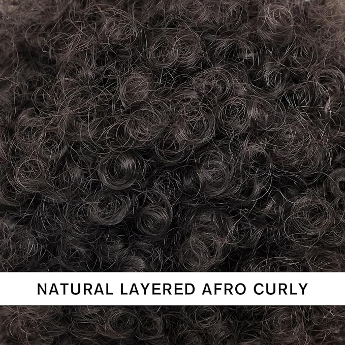 AISI QUEENS Afro Puff Drawstring Ponytail for Black Women Curly Hair Ponytail Extension, Black Brown Afro Bun Ponytail Clip on Hair Extensions for Black Women(2#)