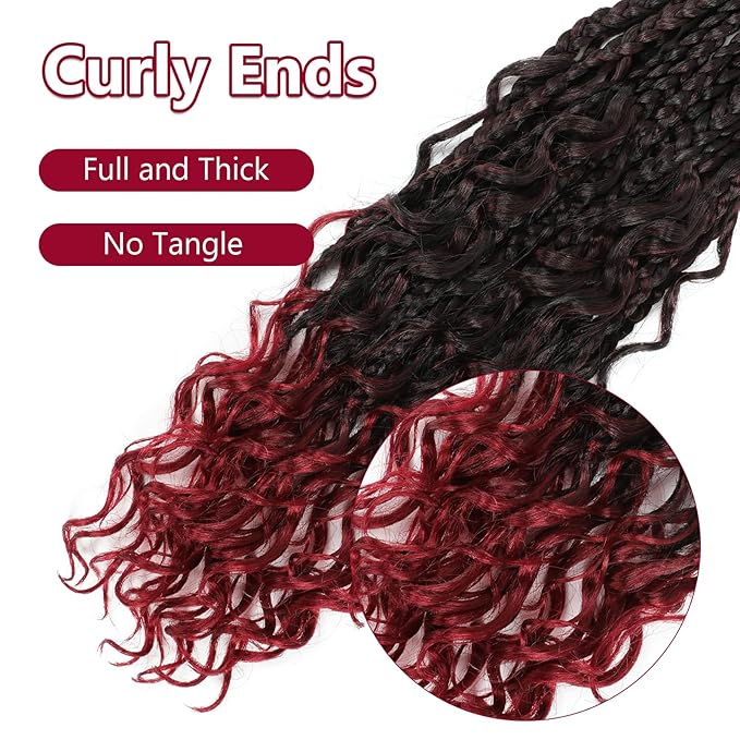 8 Packs Box Braids Crochet Braids Curly Ends 14 Inch Goddess Box Braids Crochet Hair Synthetic Crochet Hair Extensions (14(8Packs), 1B/Bug)