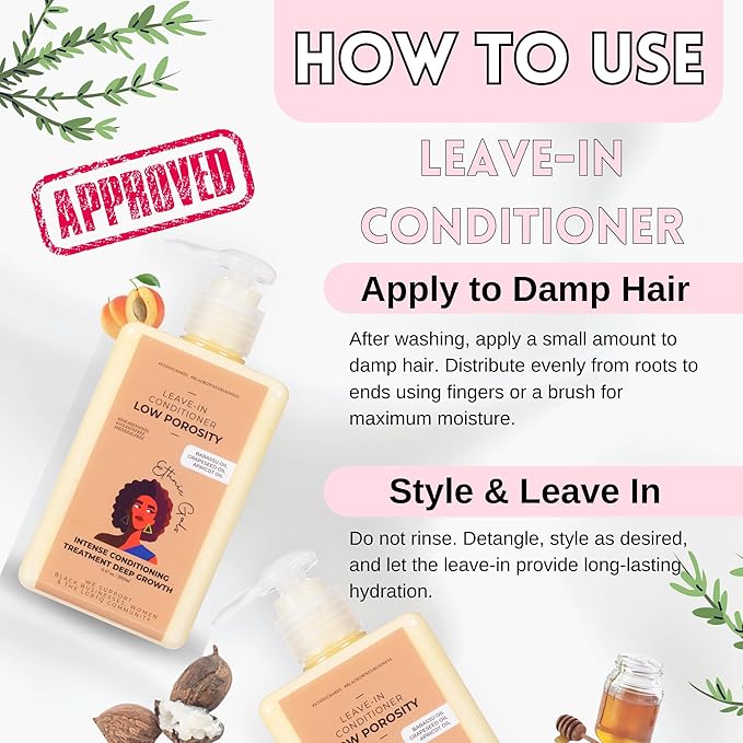 Low Porosity Leave In Conditioner, with Shea Butter & Aloe - 9.5 fl oz - Deep Moisturizing Conditioner Hydration for Curly Natural Hair, Low Porosity Hair Products | Ethnic Gals