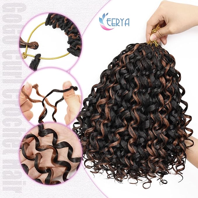 7 Packs GoGo Curl Crochet Hair 10 Inch Short Curly Crochet Hair for Women Water Wave Beach Curl Deep Twist Crochet Braids Synthetic Braiding Hair Extensions (10 Inch, P30)