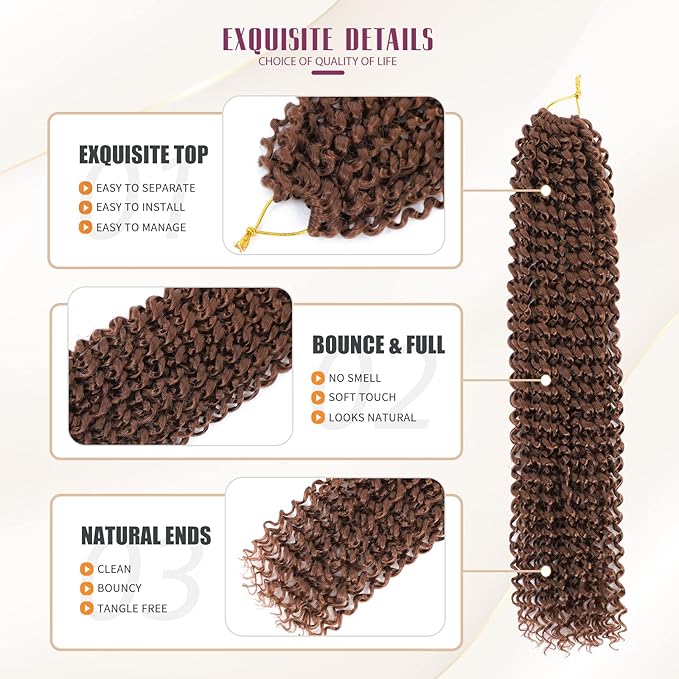 Dansama Passion Twist Hair 18 inch : Water Wave Crochet Hair Braiding Hair for Bohemian Crochet Braids Hair Extensions (18inch (Pack of 7), #30)