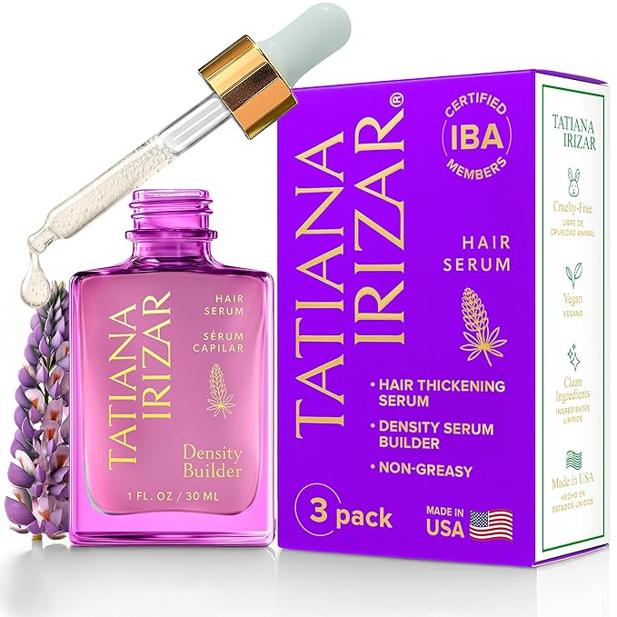Hair Thickening Serum - 3 Pack Hair Density Serum Builder for Women Made in USA 30ml - Clinically Proven Scalp Treatment Non-Greasy - Biotin, Argan & Pea Peptides - For Thinning, Fine or Damaged Hair