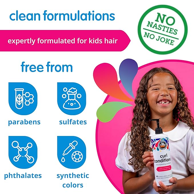 SoCozy Curl Conditioner for Kids Curly Hair (16 Fl Oz Pump) Helps Soften Dry & Unruly Curls, Hair Conditioner & Detangler with Mango Seed Butter, Rice Protein & Papaya Extract, Paraben & Sulfate-Free