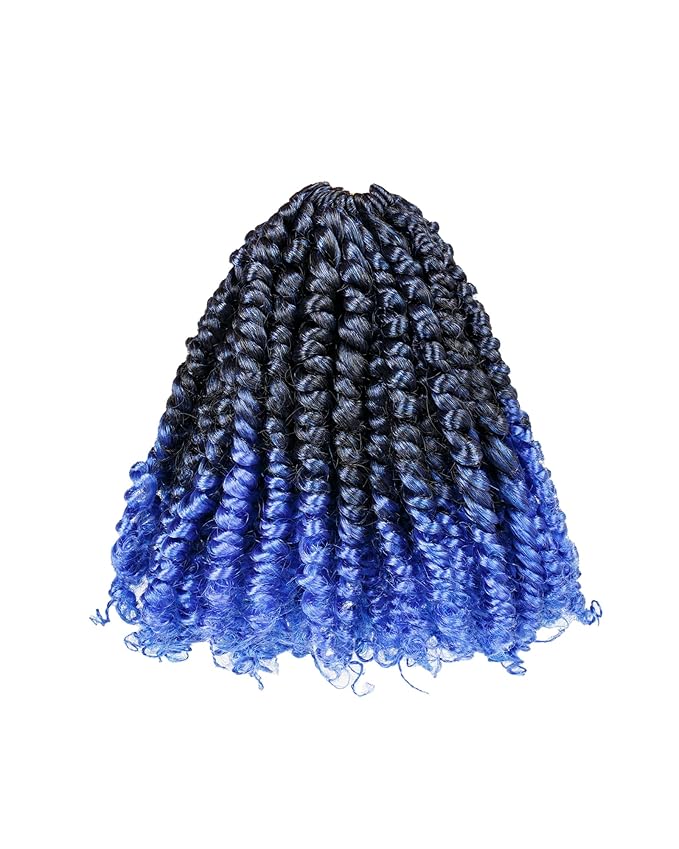 Pre Looped Pretwisted 6 Inches 8 Packs Passion Twist Crochet Hair for Black Women and Kids-Omber Blue,Soft Lightweight Hair Extension(6"-8 Packs,T1B/Blue)