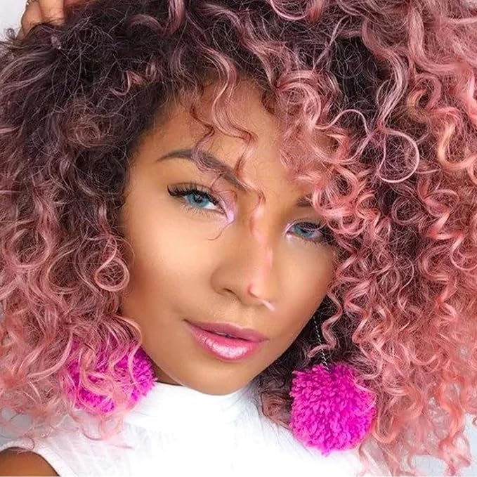 7 Packs GoGo Curl Crochet Hair 10 Inch Short Curly Crochet Hair for Women Water Wave Beach Curl Deep Twist Crochet Braids Synthetic Braiding Hair Extensions (10 Inch, T1B/Pink)