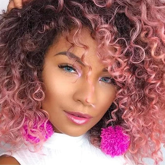 7 Packs GoGo Curl Crochet Hair 10 Inch Short Curly Crochet Hair for Women Water Wave Beach Curl Deep Twist Crochet Braids Synthetic Braiding Hair Extensions (10 Inch, T1B/Pink)