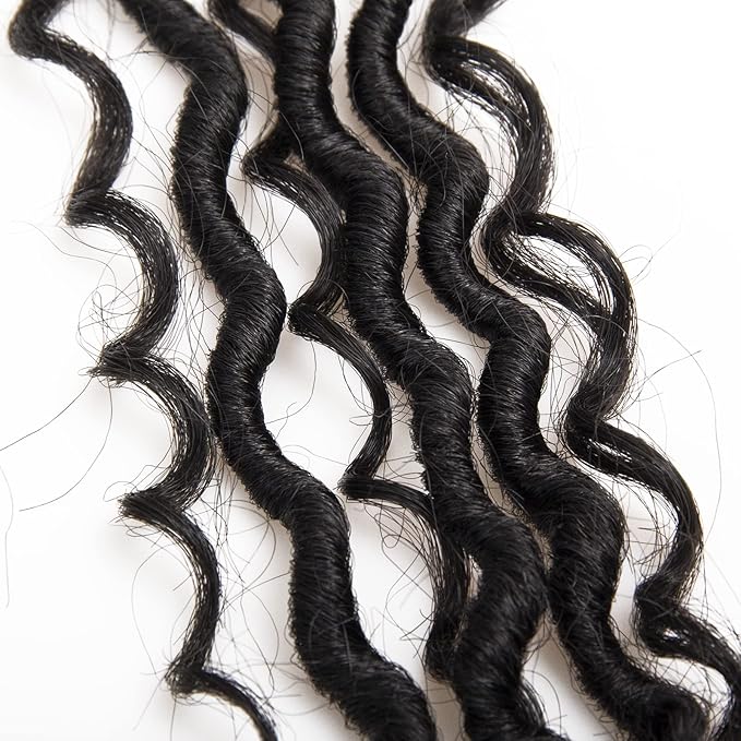 Goddess Locs Crochet Hair 12Inch Pre-looped Short River Locs Curly Faux locs Crochet Hair Hippie Locs Bohemian Locs Crochet Braids 4Packs(1B, 12inch)