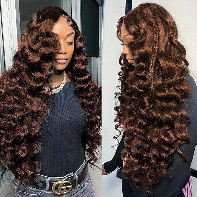 Bundles Human Hair Chocolate Brown Loose Wave Human Hair Bundles 24 26 28 Inch 12A 100% Unprocessed Brazilian Virgin Hair Loose Deep Wave 3 Bundles Remy Human Hair Extension 4# Color