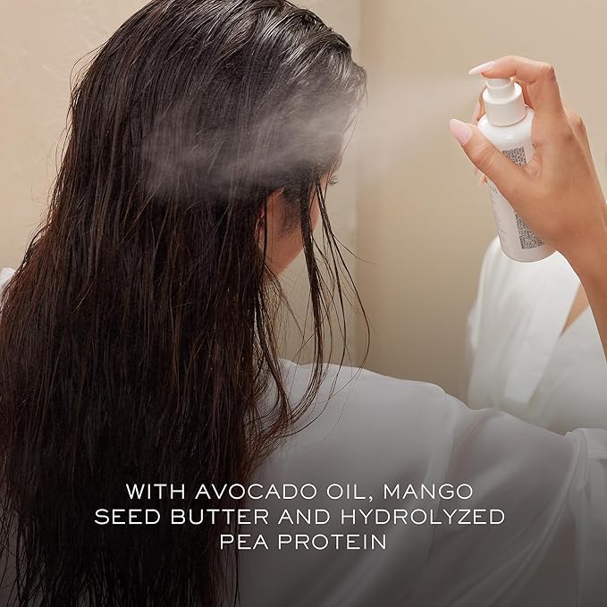 Kristin Ess Hydrating Heat Protection Spray for Hair - Blow Dry Frizz Control + Shine Enhancing -Anti Humidity Thermal Heat Protectant Spray - Repair + Protect Hair Up to 450 Degrees - Pear Fragrance