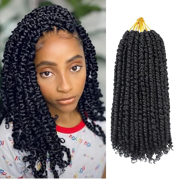 14 Inch 9 Packs Passion Twist Crochet Hair Pre Looped Crochet Braids Natural Braiding Hair Extensions Soft Tangle-Free Easy Install Crochet Braids for Women(14 Inch,1B#)