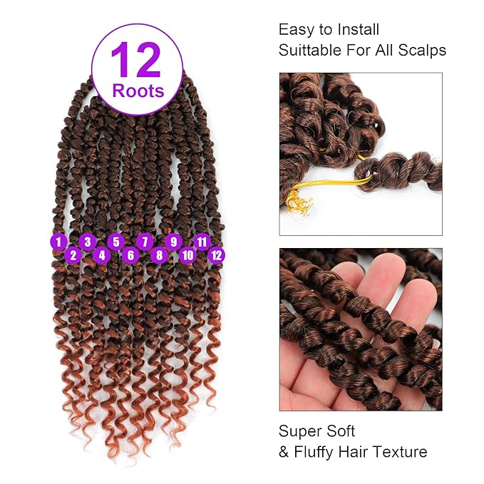 Passion Twist Crochet Hair 14Inch Passion Twist Hair 8 Packs Pre-Twisted Passion Twist Crochet Hair for Black Women Soft Passion Twist Curly Crochet Hair T350