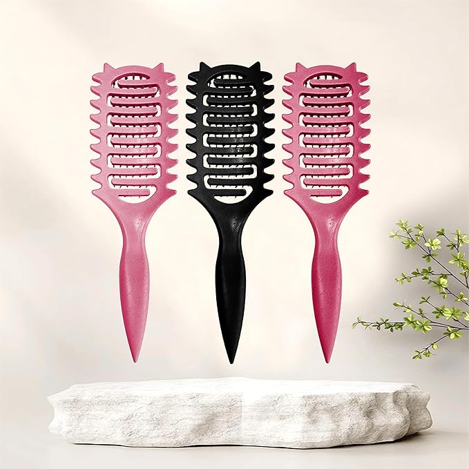 New Curl Defining Brush Ventilated Boar Bristle Hair Brush,Curl Brush For Curly Hair Wet,Curly Hair Brush For Women And Men For and Men(Rose Red)
