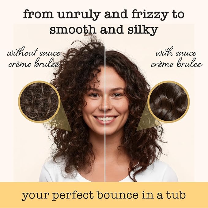 SAUCE BEAUTY Crème Brulee Curl Custard (10.5 Fl Oz) Frizz Control, Detangler & Curl Defining Cream with Cocoa Butter, Coconut Oil & Tangerine Oil, Hair Styling Cream for Wavy & Coily Hair