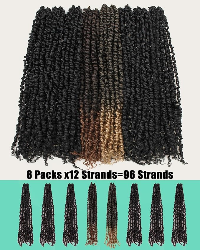 20 Inches 8 Packs crochet twists pre looped，Mixed Colors Combo Pack(6 packs 1B+ 1 pack T1B/27+1 pack T1B/30),Passion Twist Crochet Hair-Super Long Pre-twisted Hair Extensions(20"-8 Packs,1B+T27+T30)