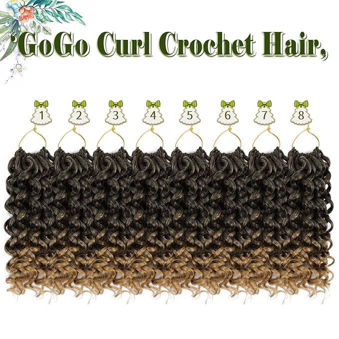 Vomella GoGo Curl Crochet Hair 8 Packs Water Wave 10 Inch Curly Crochet Hair for Women Short Beach Curl Hair Synthetic Deep Twist Hair Extensions(T27#)