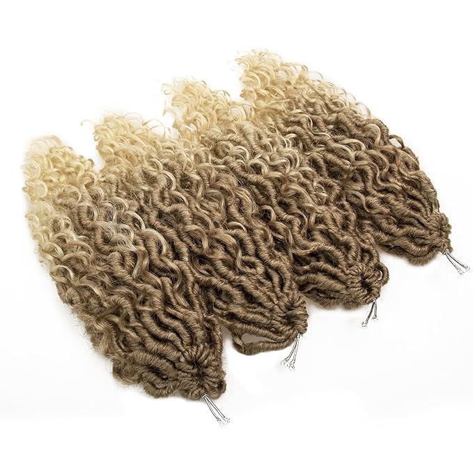 Goddess Locs Crochet Hair 12Inch Short Faux Locs Crochet Hair Pre looped Curly River locs Crochet Hair Hippie Locs Bohemian Locs Crochet Braids for Black Women (27/613, 12inch)