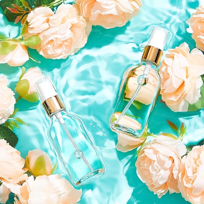 Roshtia 30 Pcs 2 oz/ 60 ml Clear Glass Spray Bottle Refillable Perfume Atomizer Clear Decorative Empty Bottles with Fine Mist Sprayer Pump for Face Body Travel