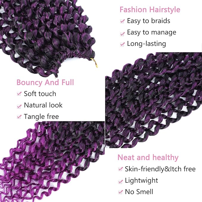 Passion Twist Hair Purple 24 Inch 8 Packs Passion Twist Crochet Hair Braiding Hair Long Bohemian Spring Twist Hair Crochet Braids Synthetic Hair Extension (24 Inch, T1B/Purple)