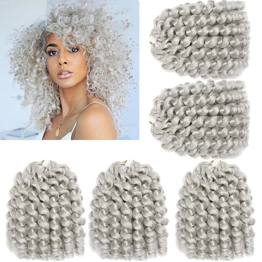 Short Jamaican Bounce Crochet Hair 5 Packs 2X Ringlet Wand Curl Crochet Hair 8 Inch Curly Crochet Hair Extensions Medium Shoulder Length Long Crochet Braiding Hair 100 Roots