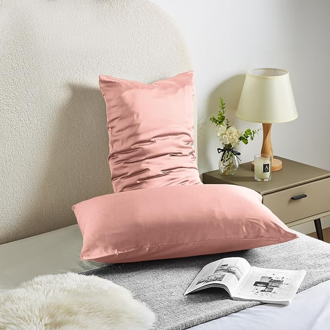 Silk Pillowcase for Hair and Skin Mulberry Silk Pillowcase Soft Breathable Smooth Both Sided Natural Silk Pillowcase with Zipper Beauty Sleep Silk Pillow Case 1 Pack for Gift(Standard,Baby Pink)