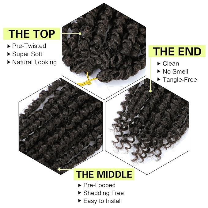 Passion Twist Crochet Hair 8Inch Passion Twist Hair 8 Packs Pre-Twisted Passion Twist Crochet Hair for Black Women Soft Passion Twist Curly Crochet Hair 8"(Pack of 8) 2#