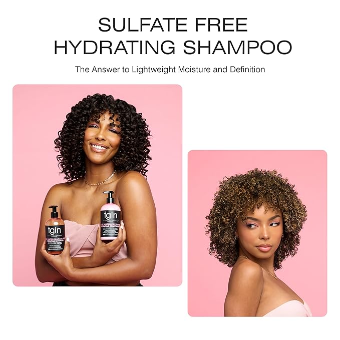 tgin Rose Water Sulfate-Free Hydrating Shampoo – Clarifying Shampoo for Curly, Wavy & Coily Hair – Lightweight Tgin Hair Products for Soft, Shiny, No Frizz Strands – Natural Botanical Formula (13oz)
