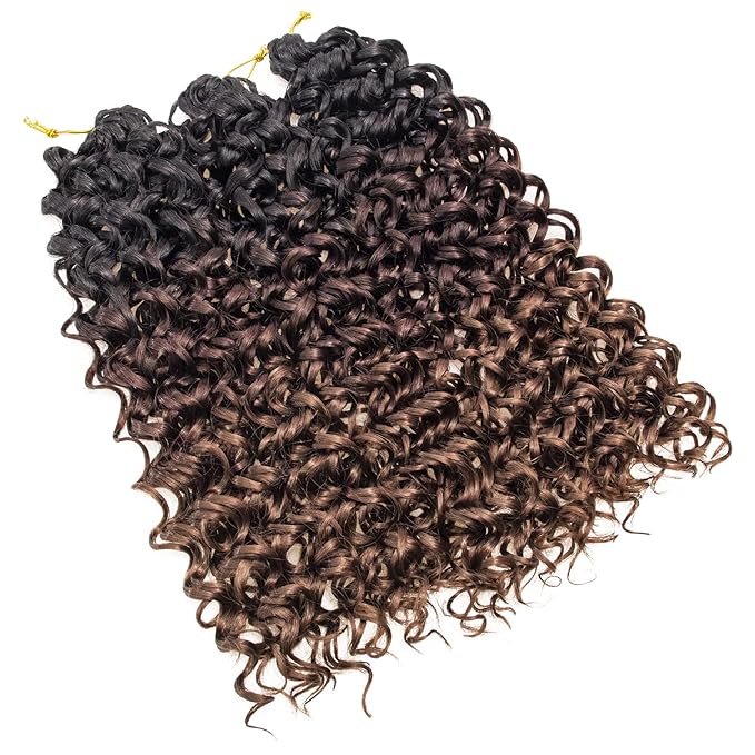 QRHSUKA GoGo Curl Crochet Hair Short Curly Crochet Hair for Women Beach Curl Water Wave Deep Twist Crochet Braids Synthetic Braiding Hair Extensions (12 inch(Pack of 6), 1B/4/30)