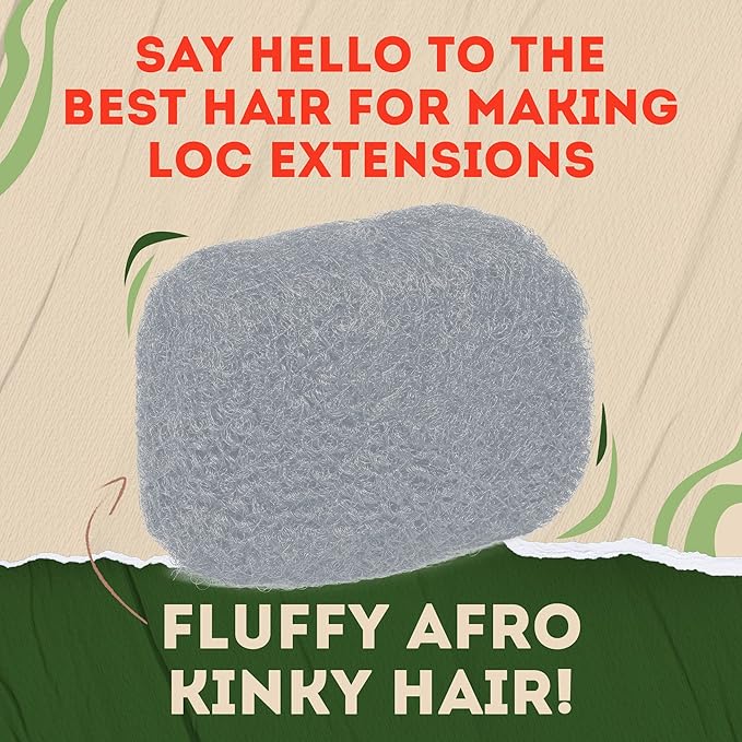 Locsanity Afro Kinky 100% Bulk Natural Human Hair - Braiding Hair for Dreadlocks, Loc Repair, Dreadlock Extensions, Twists, Braids - 16 Inches Long, 1 Oz
