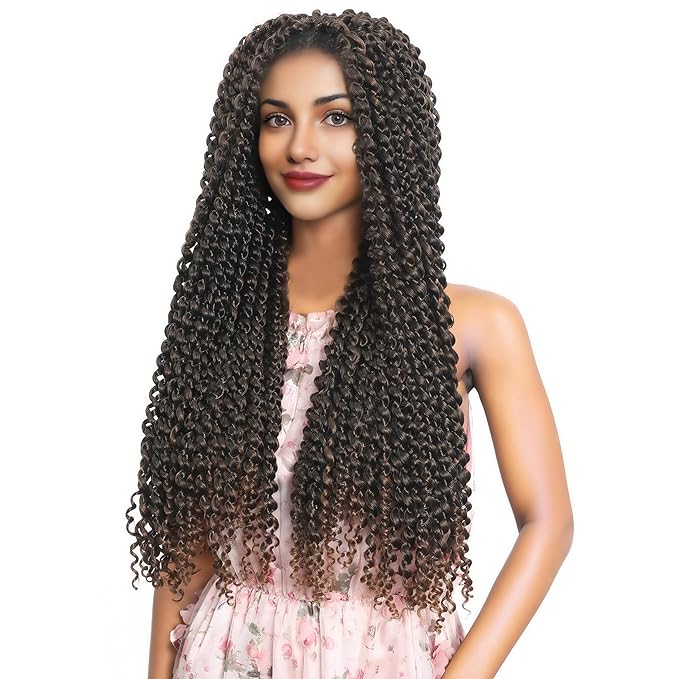 RIHANNAHAIR 7 Packs Passion Twist Hair 24 Inch Pre Looped Water Wave Crochet Hair Spring Twist Bohemian Braids for Black Women
