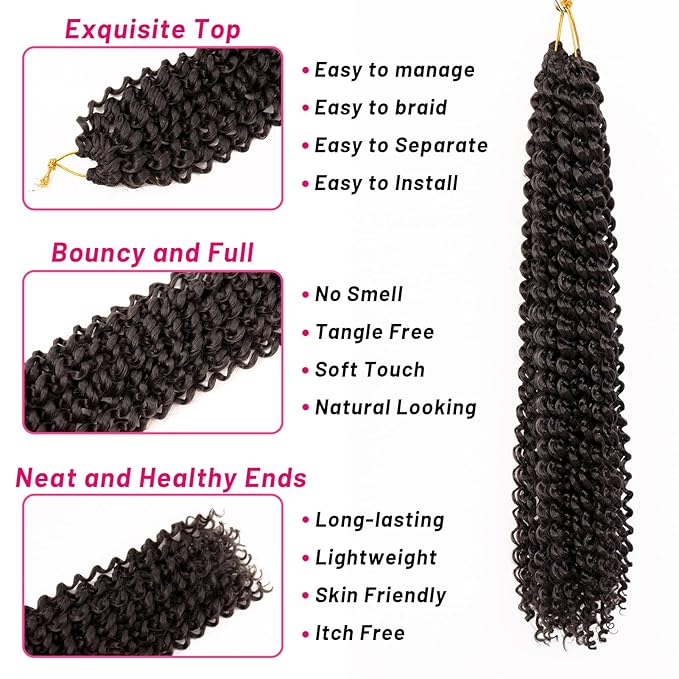 Dorsanee Dark Brown Passion Twist Hair 18 Inch 7 Packs Water Wave Crochet Hair Long Bohemian Curly Braiding Hair for Butterfly Locs, Faux Locs, Boho Style Spring Twist Crochet Braids (4#)