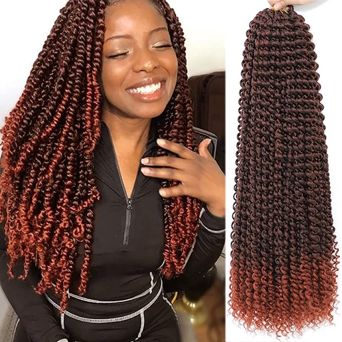 Passion Twist Hair 24 Inch 8 Packs Water Wave Crochet Hair Curly Braiding Hair For Butterfly Locs Long Bohe Crochet Braids (24 Inch (Pack of 8), T350)