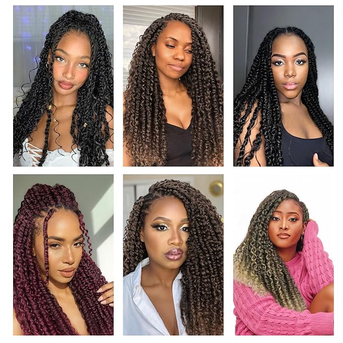 8 Pack Passion Twist Crochet Hair 14 inch Pretwisted Passion Twist Hair with Curly ends, Pre-looped Braided Crochet Boho Short Passion Twist Braided Hair for Women and Girls