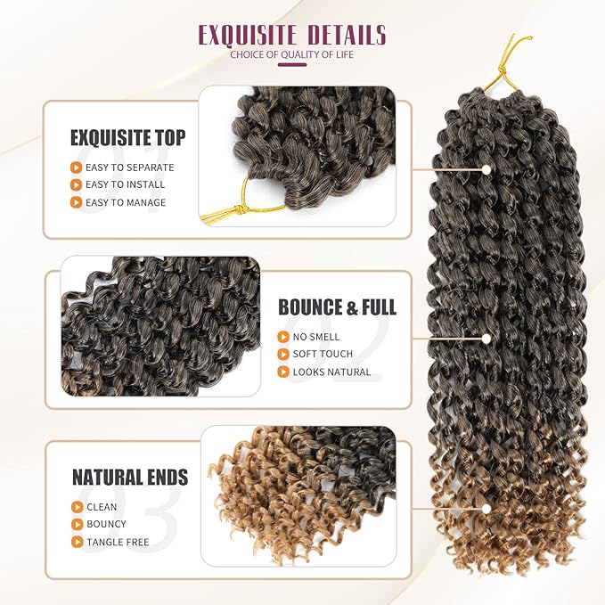 Dansama Passion Twist Hair Water Wave Braiding Hair for Butterfly Style Crochet Braids Bohemian Hair Extensions (12inch (Pack of 6), T1B/27)