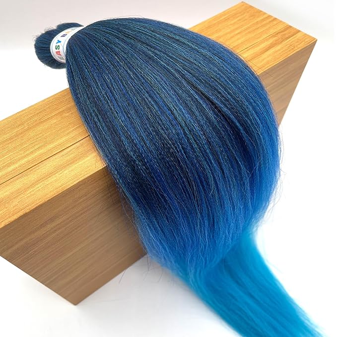 Prestretched Braiding Hair Ombre Blue Braiding Hair Pre Stretched 26" 6packs Braids in Hair Extensions for Braiding Hot Water Setting Itch Free Synthetic Yaki Perm Kids Women Braiding Hair by UPruyo