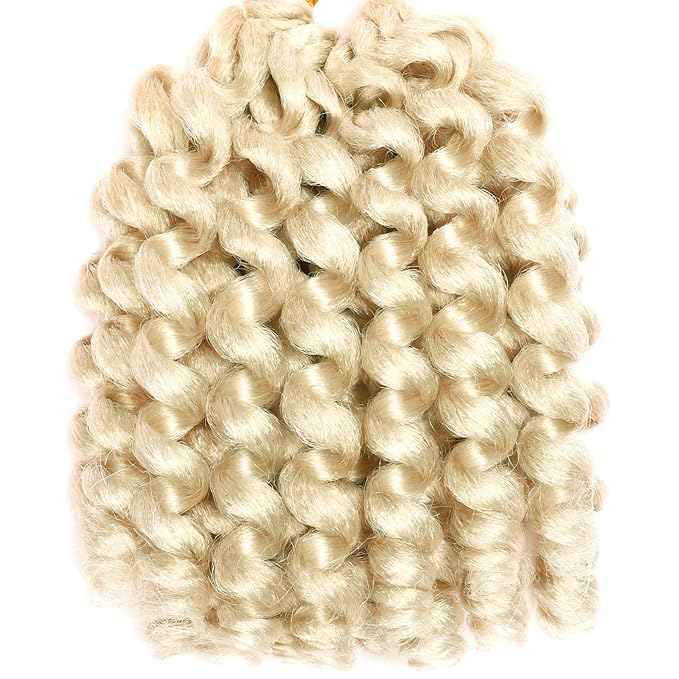 100 Strands Short Jamaican Bounce Crochet Hair Honey Blonde 5 Packs 2X Ringlet Wand Curl Crochet Hair 8 Inch Curly Crochet Hair Extensions Curly Crochet Braiding Hair 613#