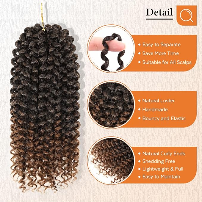 LADY MIRANDA Brown Color Afro kinky Curly Braiding Hair Extensions Jerry Curl Crochet Hair 3X Braid Hair Mixed Dark Brown to Light Brown Short Synthetic Hair Styles (Black&brown)
