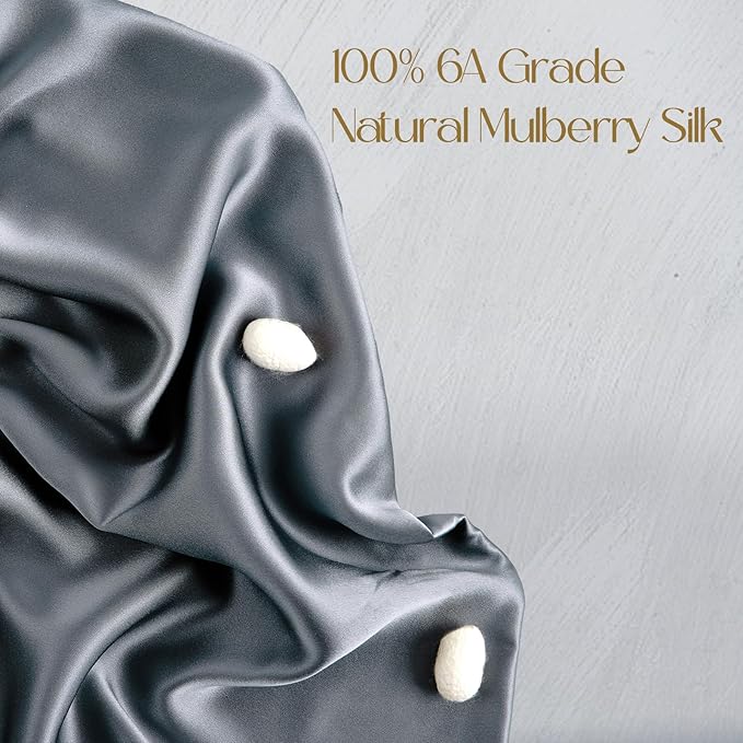 ZIMASILK 100% Pure Mulberry Silk Pillowcase for Hair and Skin Health,Soft and Smooth,Both Sides Premium Grade 6A Silk,600 Thread Count,with Hidden Zipper,1pc (King 20''x36'',Slate Blue)