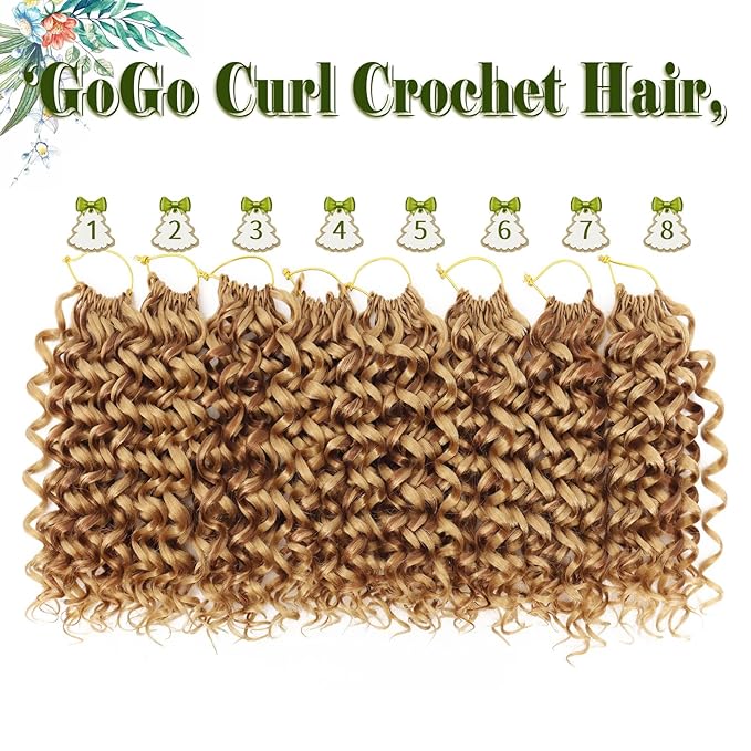 Vomella GoGo Curl Crochet Hair 8 Packs 10 Inch Curly Crochet Hair for Women Water Wave Beach Curl Synthetic Deep Twist Crochet Hair Extensions P27/30