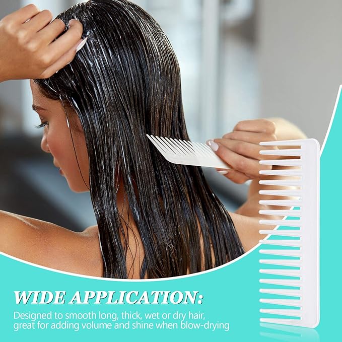 Patelai Wide Tooth Comb Large Hair Detangling Comb for Curly, Wet Dry Hair, No Handle Detangler Accessories(White, Cyan)