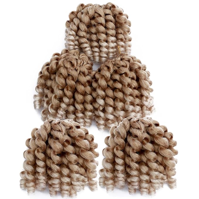 Short Jamaican Bounce Crochet Hair 5 Packs 2X Ringlet Wand Curl Crochet Hair 8 Inch Curly Crochet Hair Extensions Curly Crochet Braiding Hair 100 Roots